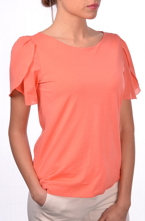 Jersey t-shirt with tulip sleeve