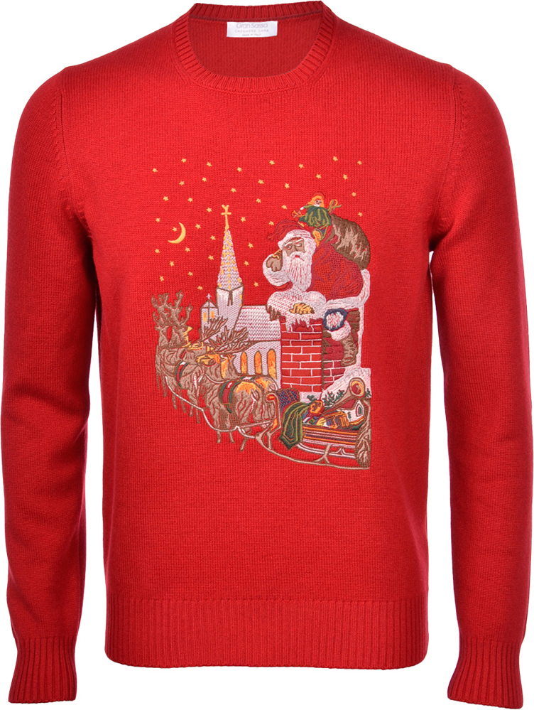 Christmas-themed cashmere blend crew neck