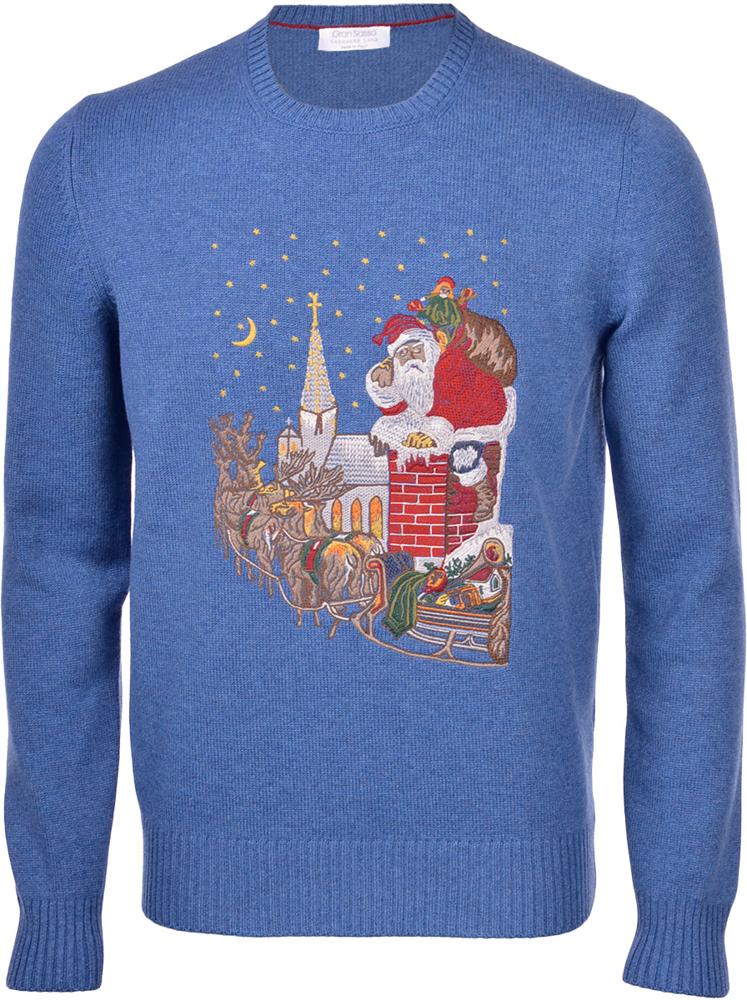 Christmas-themed cashmere blend crew neck