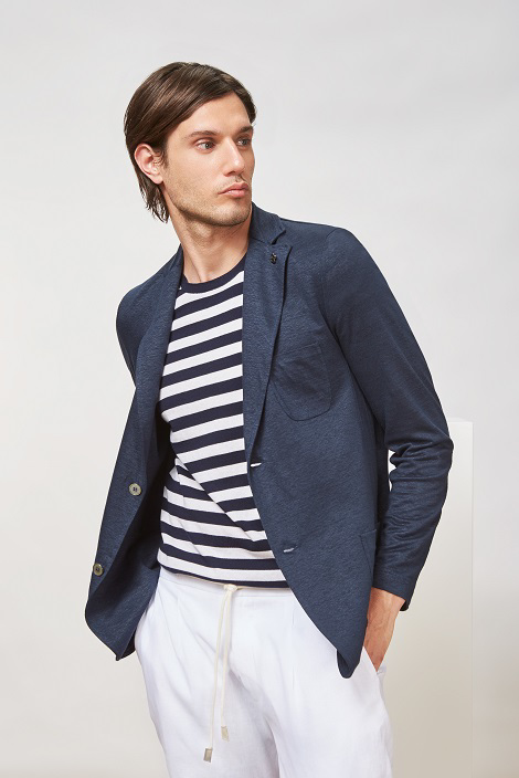 Linen jersey jacket with classic lapels